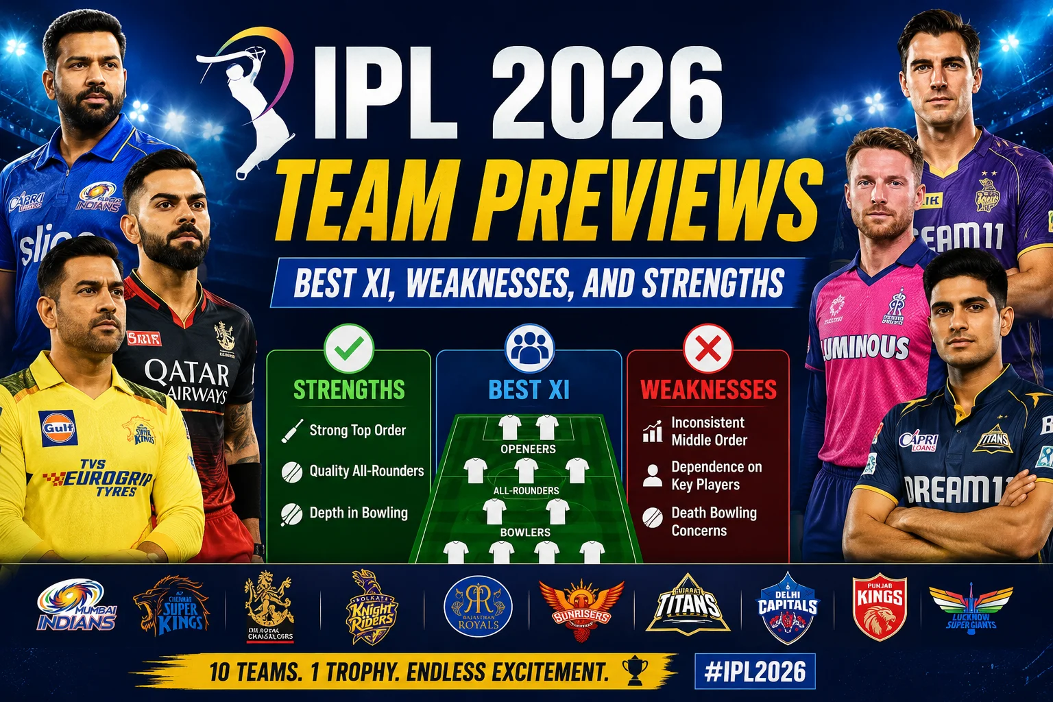 IPL 2026 Team Preview Best XI Weakness and Strength
